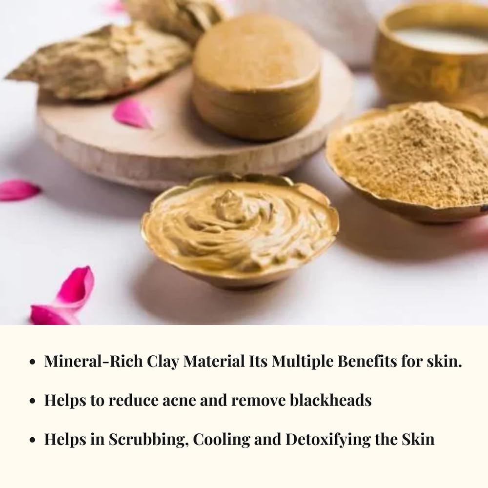 Multani Mitti Powder, Bentonite Clay, Fuller's Earth Clay, 100% Natural, Skin Soother, Cleanser, Acne Reducer