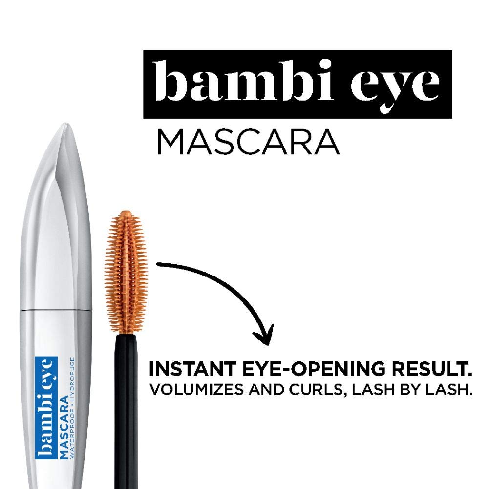 L'Oreal Paris Bambi Eye Mascara, Lasting Volume, Length & Lift, Doe-Eye Definition, No Clumping or Smudging, Waterproof, Blackes