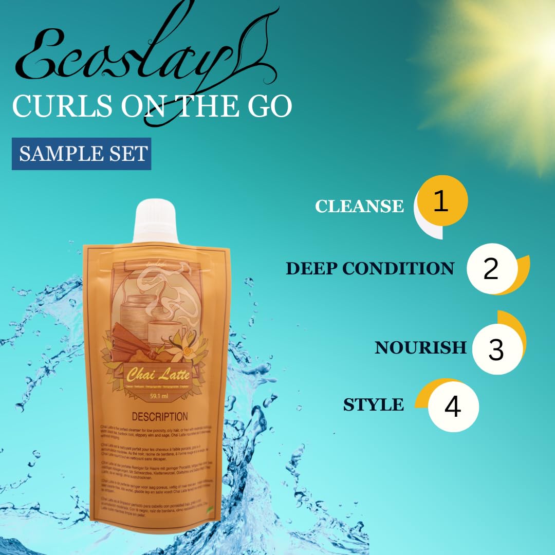 Ecoslay Curls-on-the-go Sample Set - Travel Size Curly Hair Products Set - TSA Approved Curly Hair Travel Size Products - Perfec