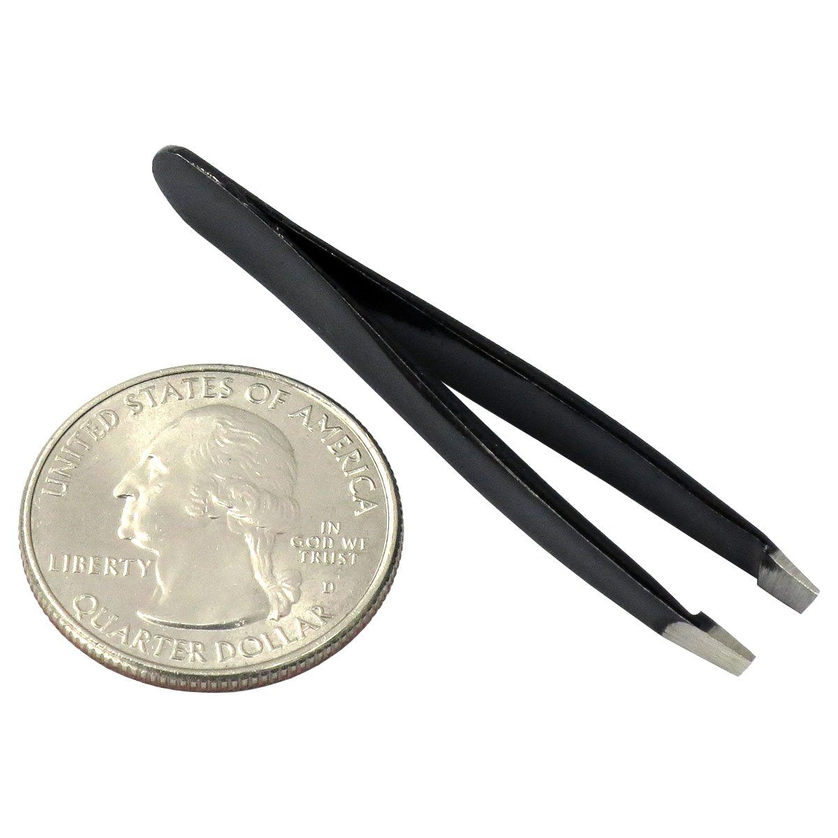 HTS 172M5 2 Black Mini Slanted Travel Eyebrow Tweezers