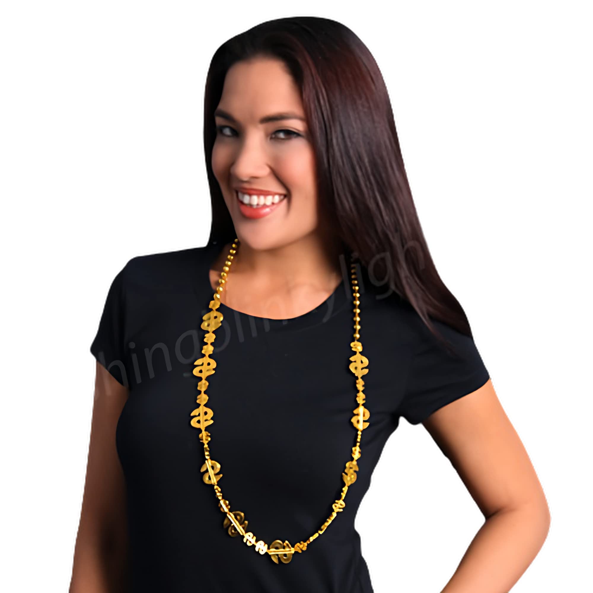 12-Pack of Dollar Sign Necklaces - Stylish Bling for Any Occasion