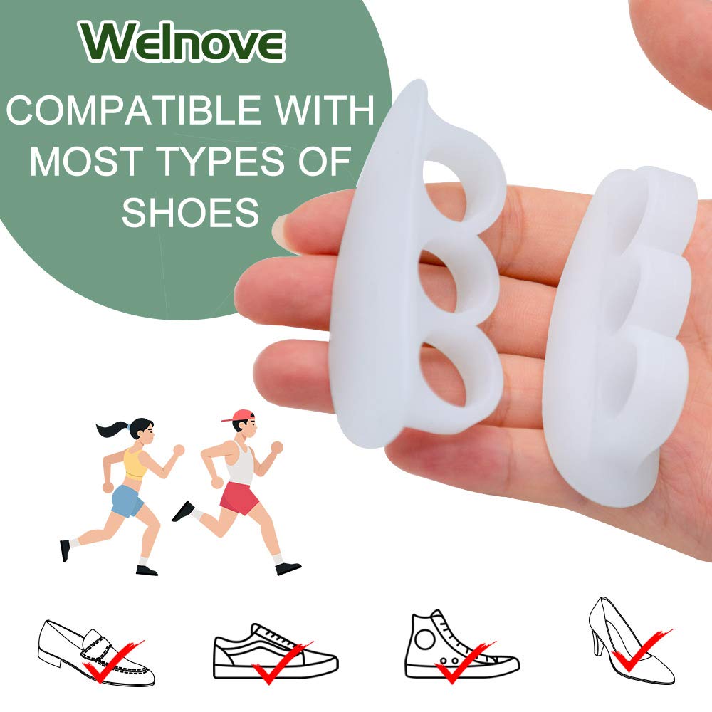 Welnove Hammer Toe Crests Straightener 4 Pcs Gel Toe Support Pads Cushion(3 Loops White) Relief For Overlapping-Curled-Hammer-Cl