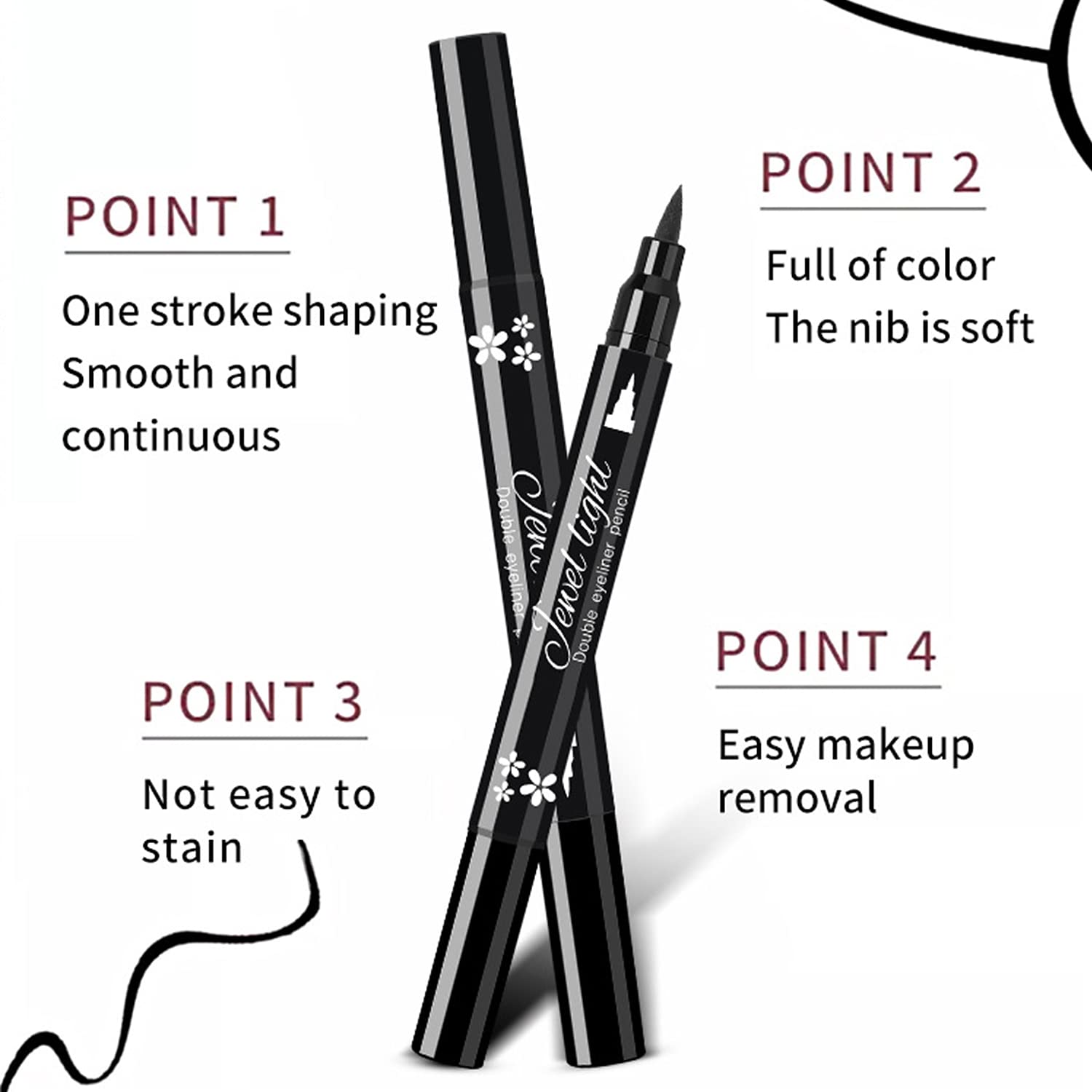 Pinkiou Eyeliner Pen With Eye Makeup Stamp Waterproof Double Sided Long Lasting Seal Eyeliner (6 In 1)