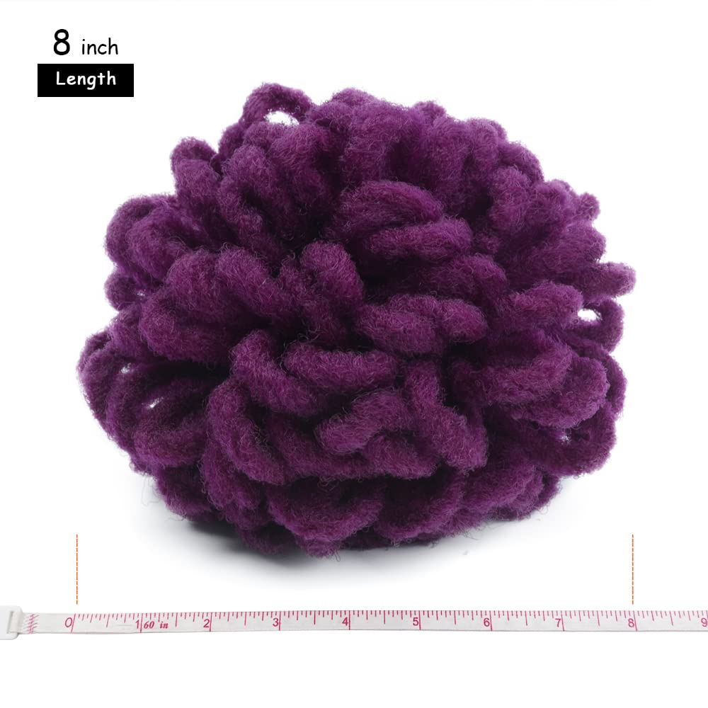 Yinmei Baibian Purple Locs Ponytail Drawstring Curl Loc Petal Bun Dreadlock Breaded Faux Locs Ponytails Synthetic Clip In On Hai