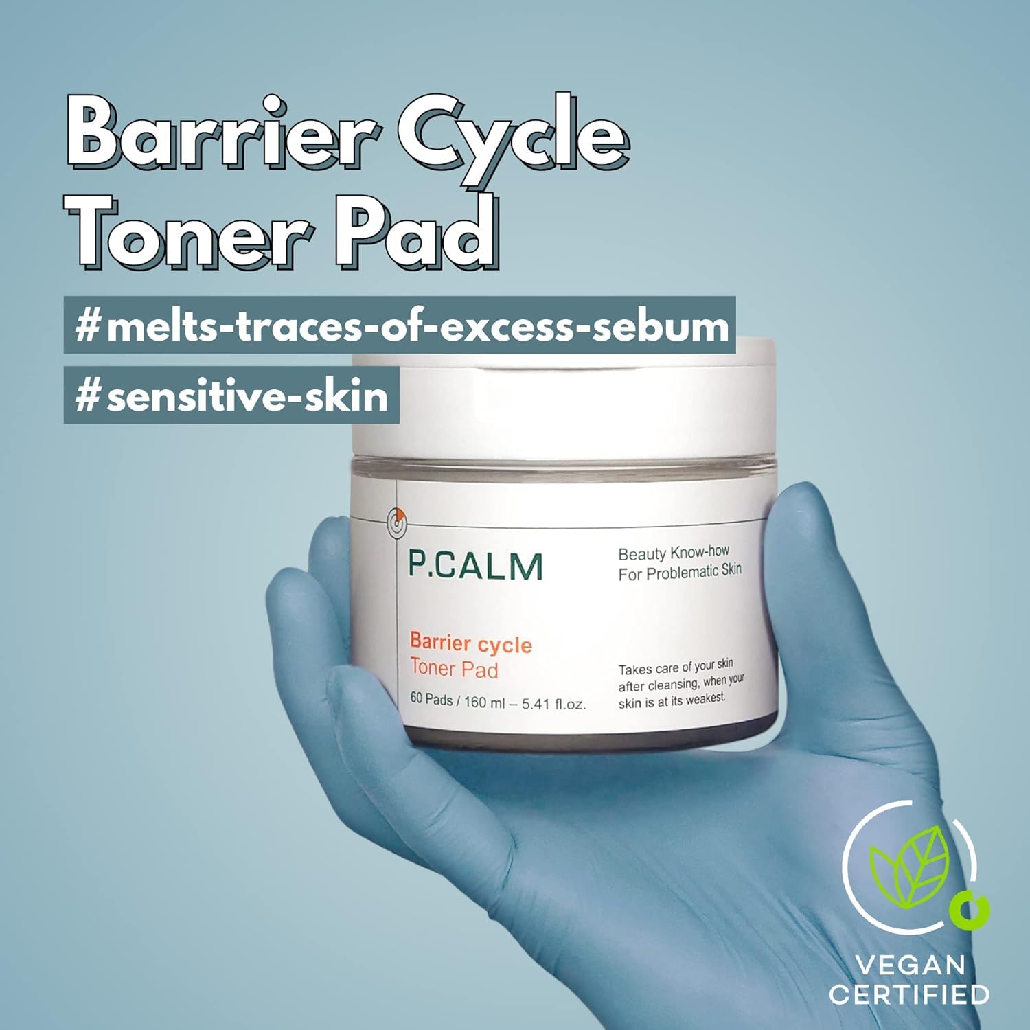P.Calm Barrier Cycle Toner Pad 60 Pads | Korean Skincare Daily Toner Pads For Calming Hydrating Soothing Sebum Care For Sensitiv