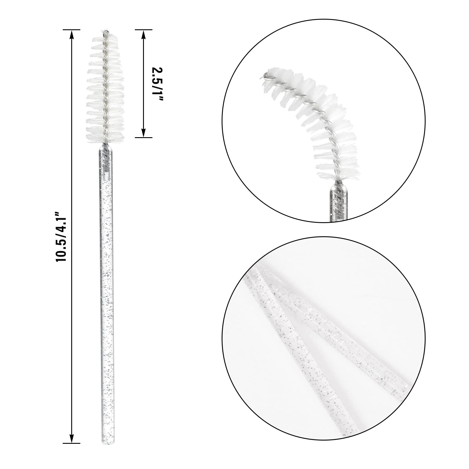 G2Plus 100Pcs Crystal Mascara Wands, White Eyelash Mascara Applicator, Disposable Spoolies Makeup Kits For Applying Mascara, Las