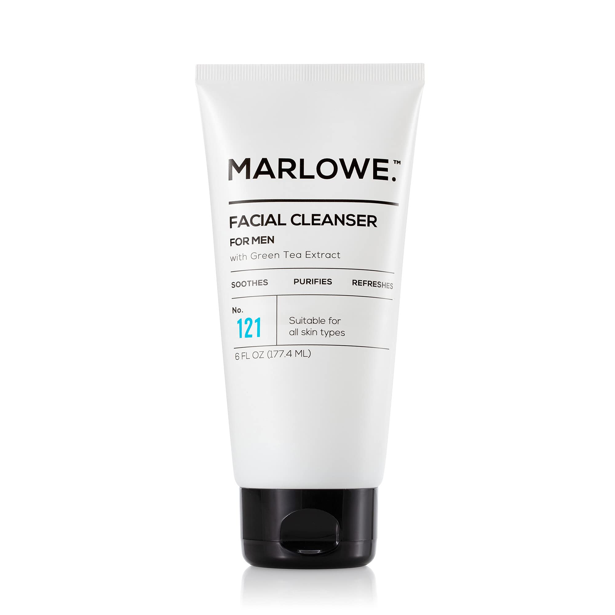 MARLOWE. No. 121 Facial Cleanser 6 oz, Daily Mens Face Wash with Natural Extracts & Antioxidants, Soothes, Purifies, Refreshes, 