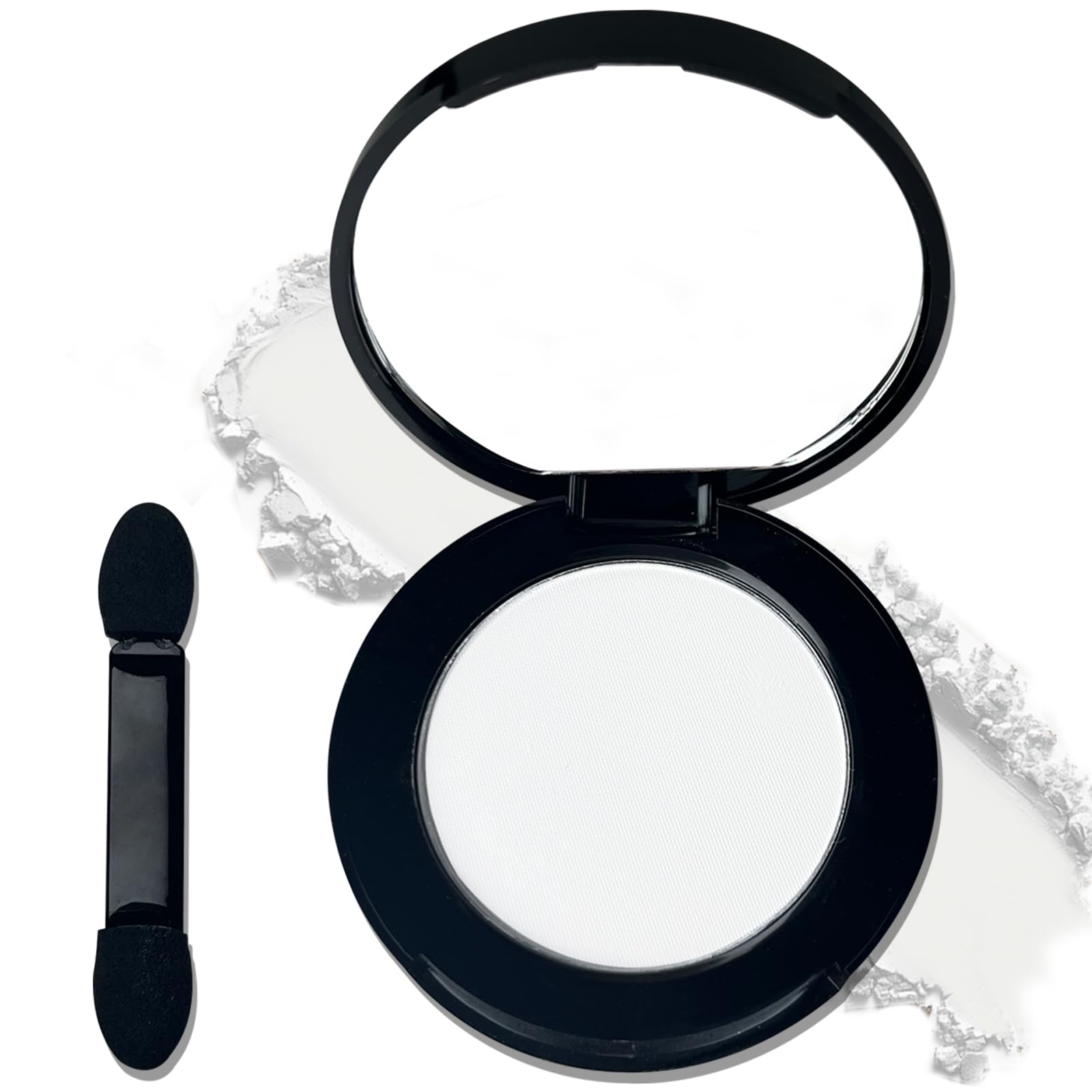 Meicoly White Single Eyeshadow With Mirror,Matte Eye Shadow For Halloween Makeup,Pressed Powder Eyeshadow,Matte Shade Eyelid Col