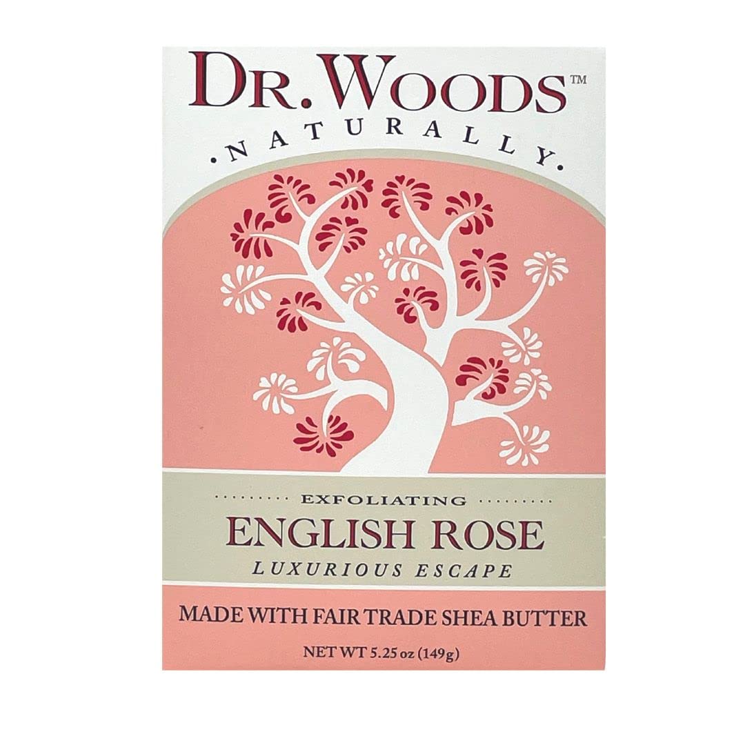 Dr. Woods Skin Exfoliating English Rose Bar Soap With Organic Shea Butter, 5.25 Ounce (Pack Of 3)