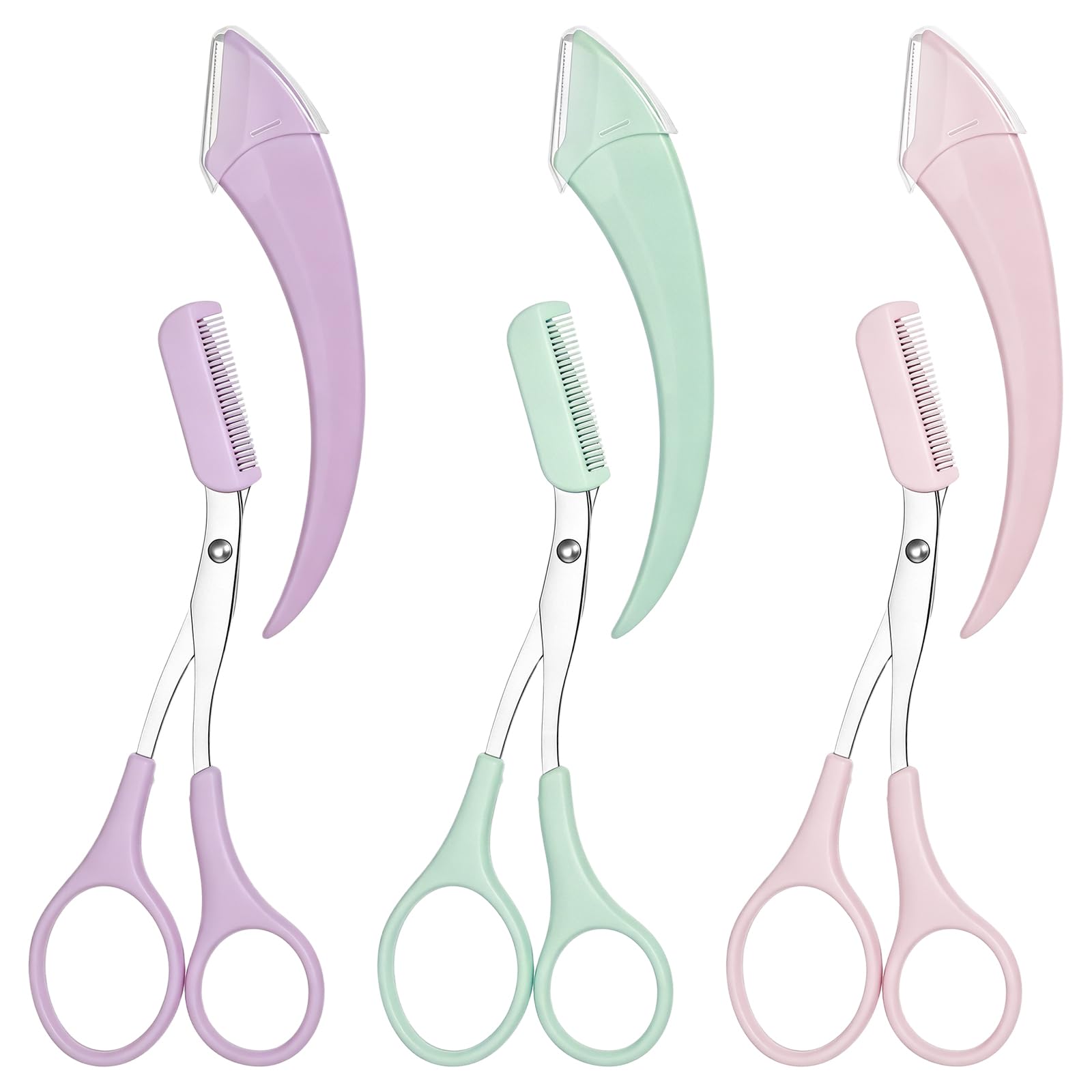 SULIKJHUI 6 Pcs Eyebrow Trimming Scissors with Comb