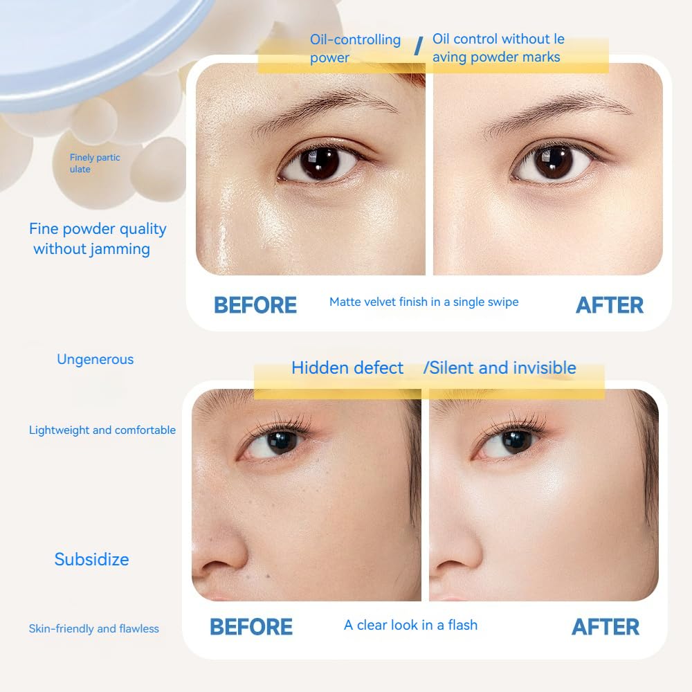 Sunscreen Compact Powder, Setting, Touch-up, Base Makeup, Sun Protection 4-in-1, SPF35 PA+++ with zinc oxide talc free Oil Contr