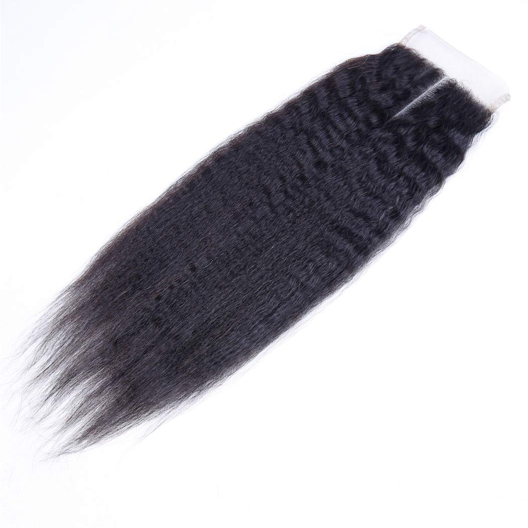 Odir 14 Inch Kinky Straight 4X4 Lace Closure 150% Density Brazilian Human Hair Hand Tied Swiss Lace Closure 9A Unprocessed Yaki