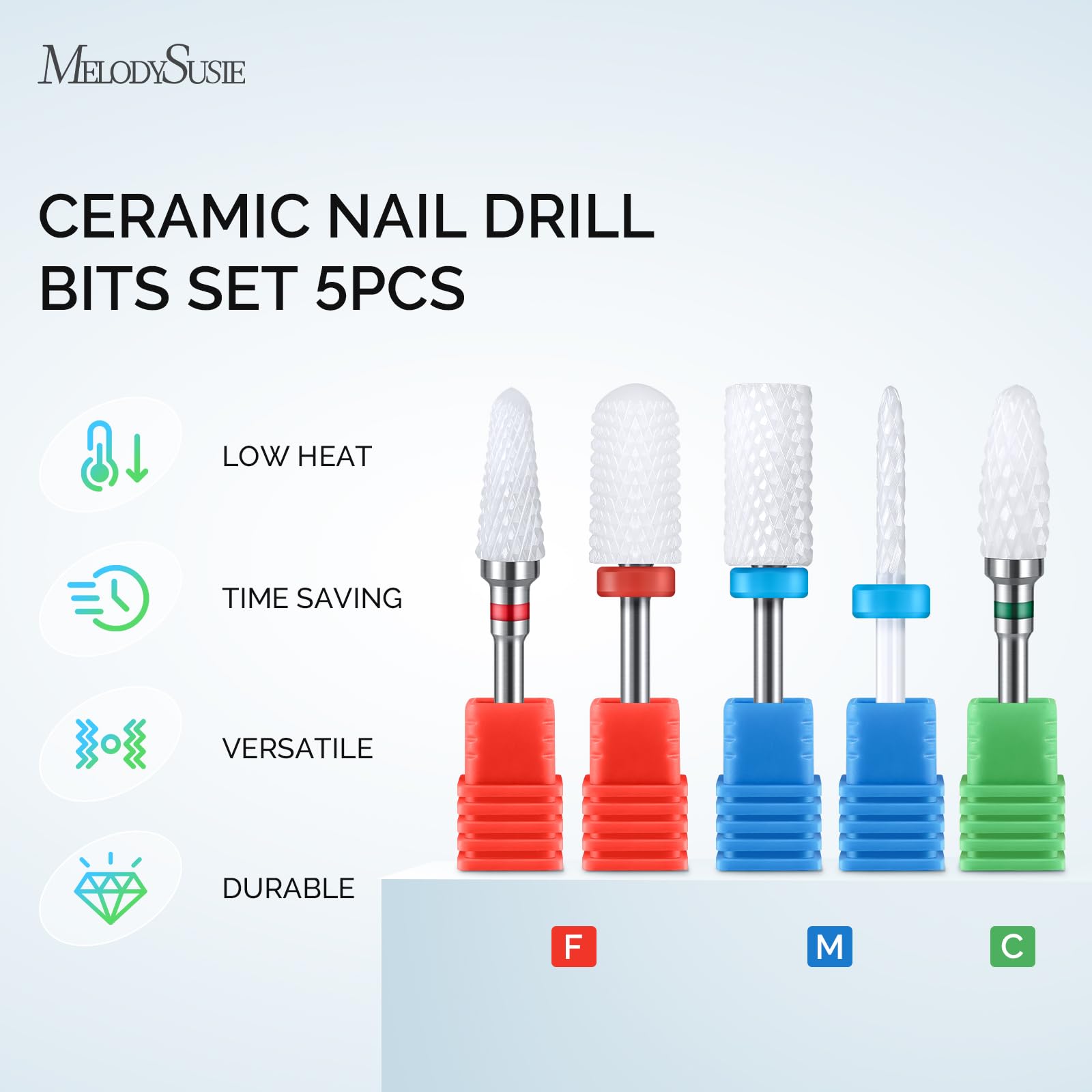 Melodysusie Ceramic Nail Drill Bits Set, 3/32'' (2.35Mm) Professional Acrylic Nail File Drill Bit For Manicure Pedicure Cuticle