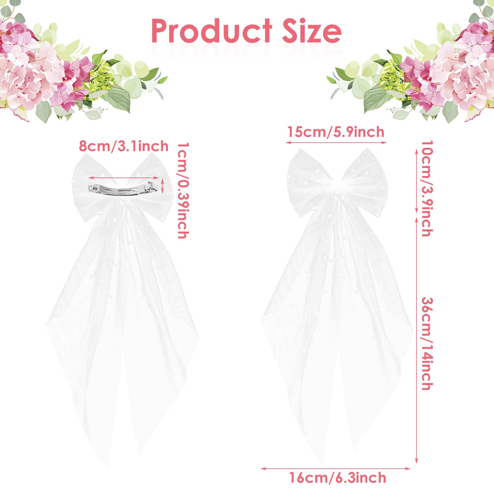 Yolev Bridal Hair Bow Veil With Pearl White Wedding Veil With Barrette Short Tulle Hair Accessories For Bachelorette Party Brida