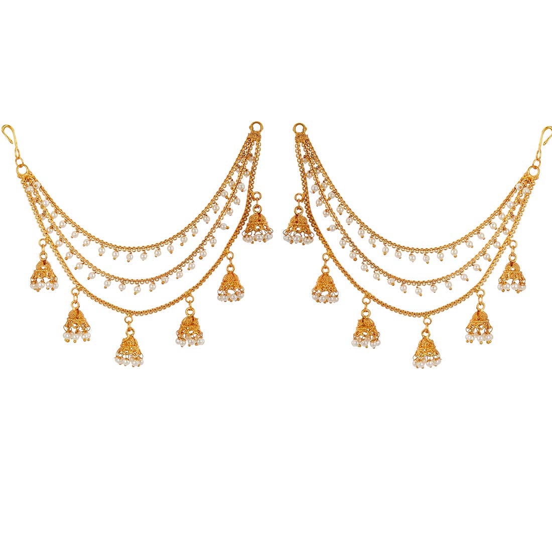 Zeneme Jewellery Silver Gold Plated Long Hair Chain For Women