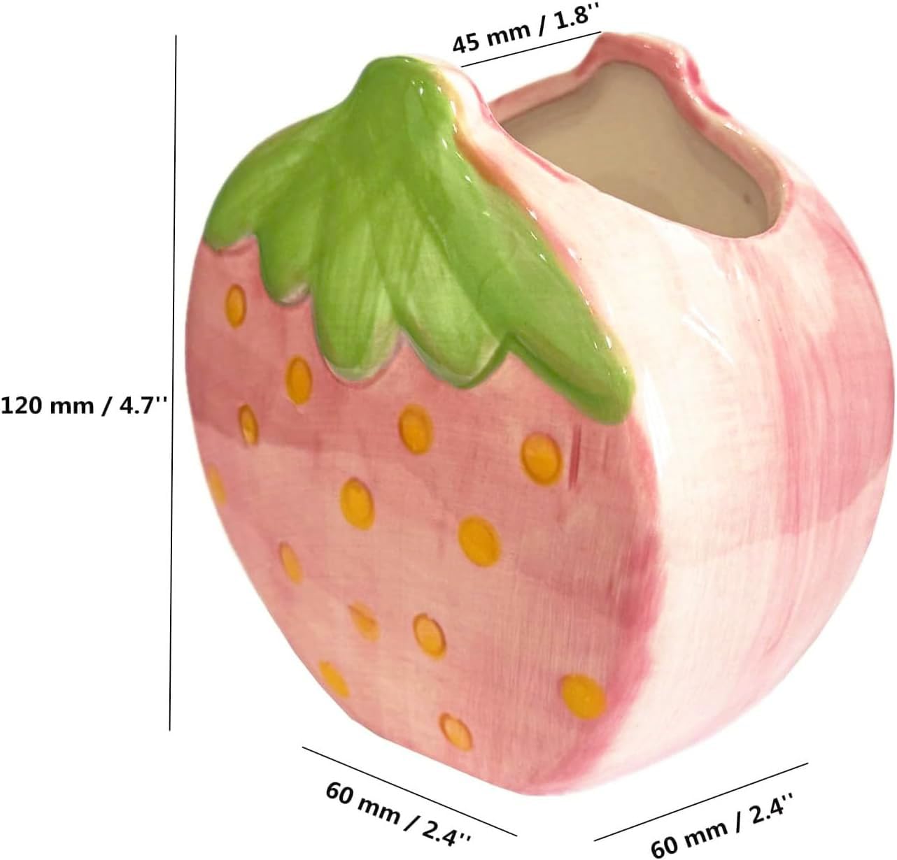 ZHU YU CHUN 1 PC Ceramic Strawberry Makeup Holder Makeup Organizer Pen Holder Desktop Organizer (Pink)