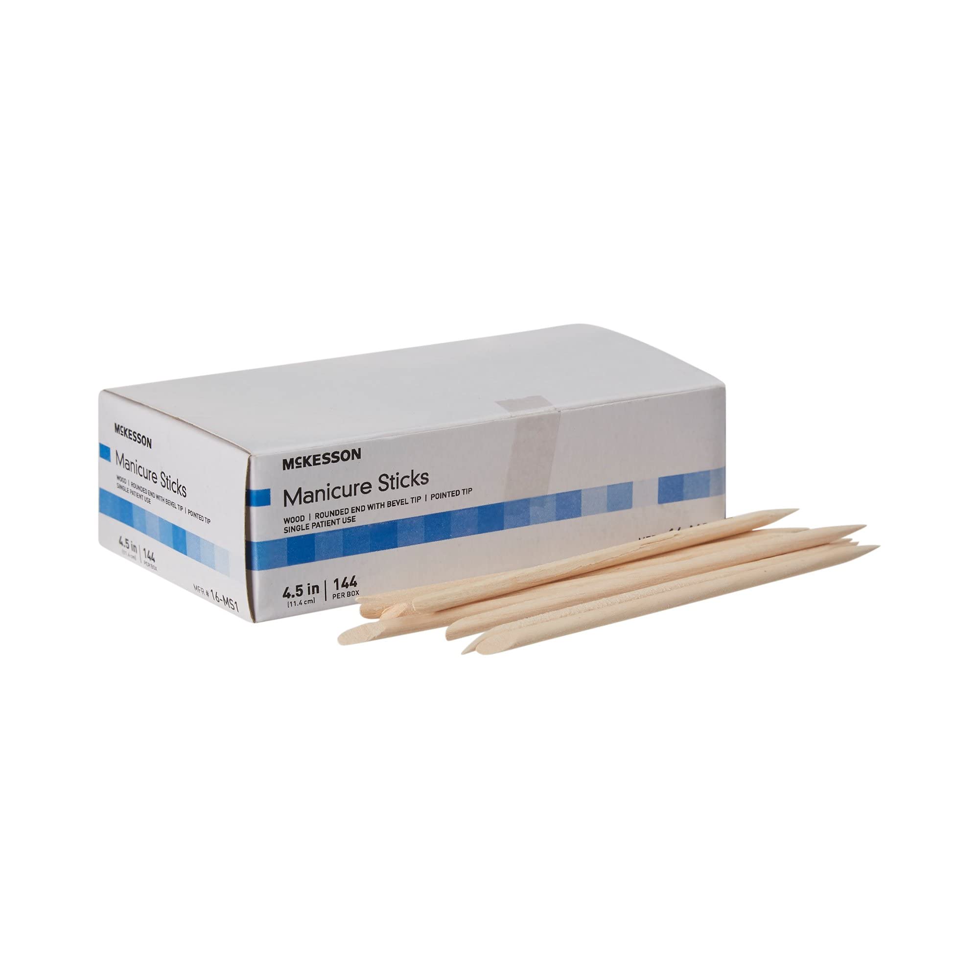 McKesson Manicure Stick, Non-Splintering, 100% White Birch Wood, 4.5 in, 144 Count