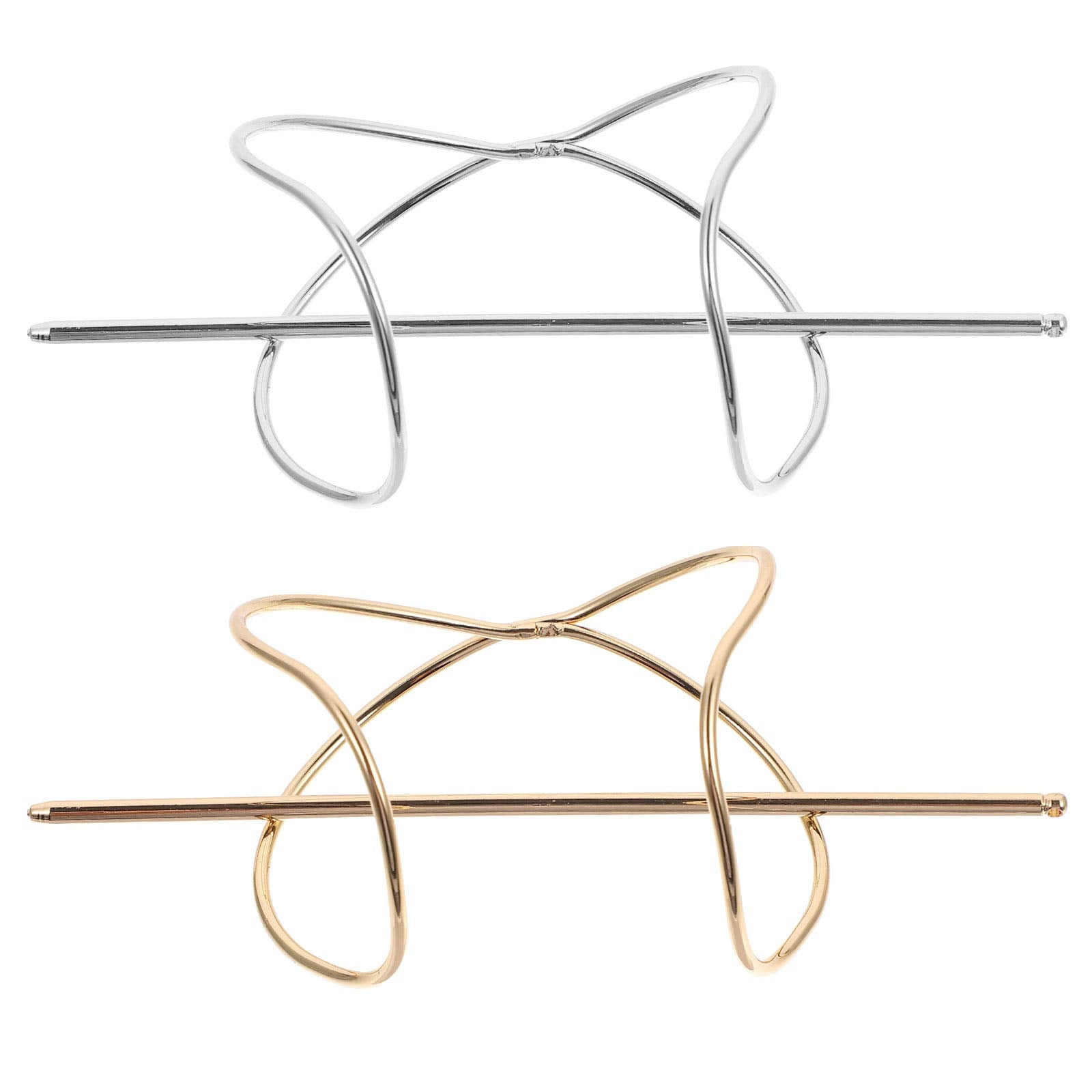 2pcs Metal Hairpin Bun Antique X-Shaped Hair Cuffs, Wedding Hair Accessories - Irregular Bracket Clips for Girls