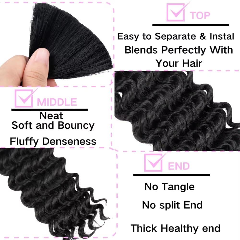 Deep Wave Bulk Human Hair for Braiding Human Braids Hair 100g/Pack (2 Bundles) Hair Extensions14 Inch No Weft for Micro Braiding