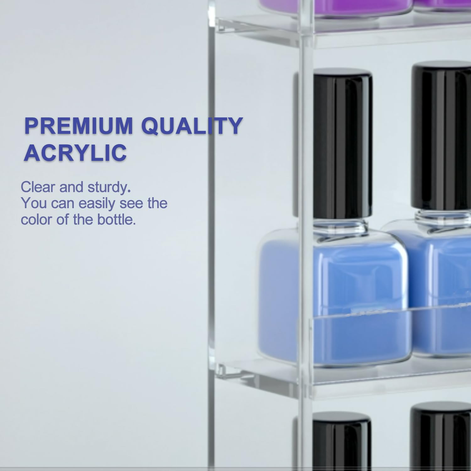 Femeli 2 Pack Nail Polish Wall Racks 20 * 24 Inch Hold Up To 240 Bottles,Clear Acrylic Nail Polish Shelf Organizer Wall Mounted