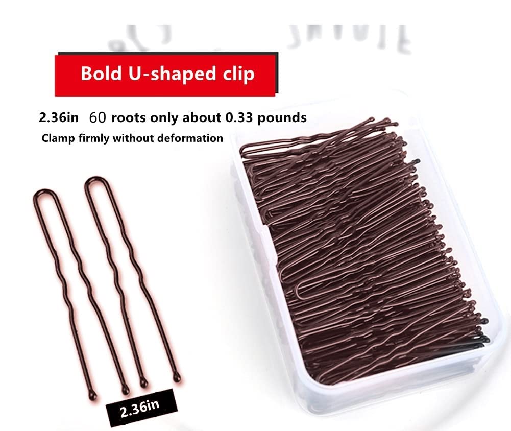 U Shaped Hair Pins Pins Bun Hair Pins,Wedding Bridal Brown Hair Pins (Brown-60Pcs)