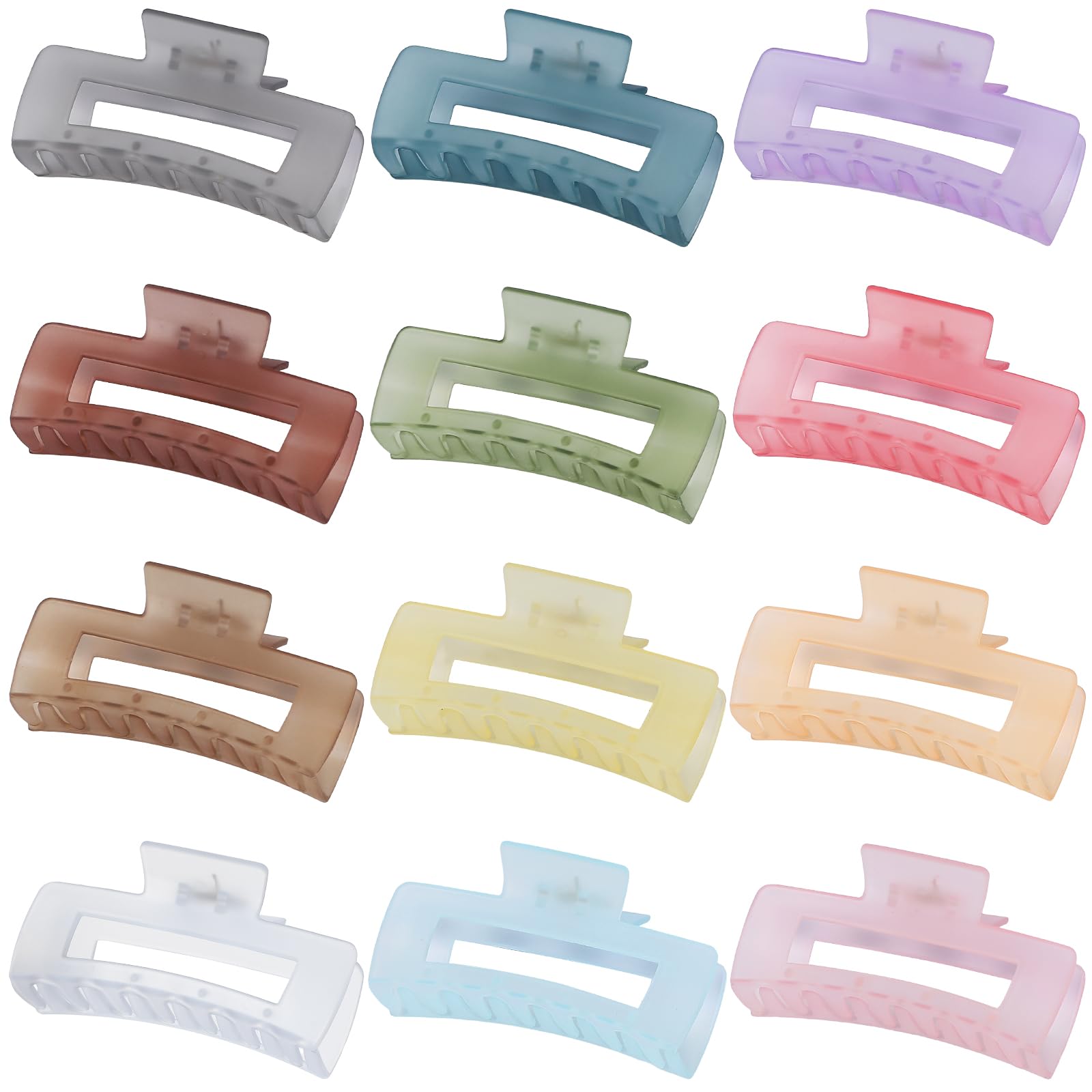 Sisiaipu 4.1 Inch Large Jumbo Jaw Square Clips For Thick Hair - 12 Pcs Bulk Hair Accessories For Women And Girls - Ice Cream
