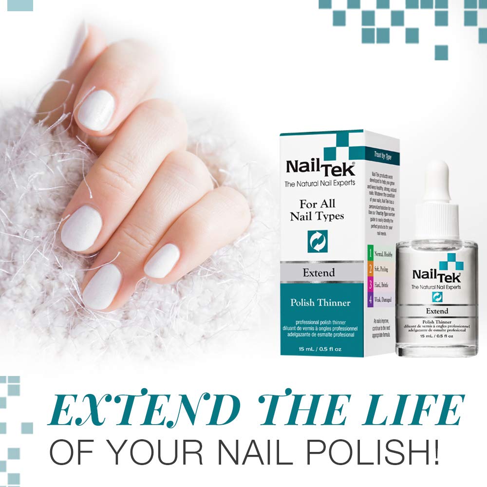 Nail Tek Extend Professional Polish Thinner For Thinning Out Clumped Up and Hardened Nail Paint, Restores Nail Polish Consistenc