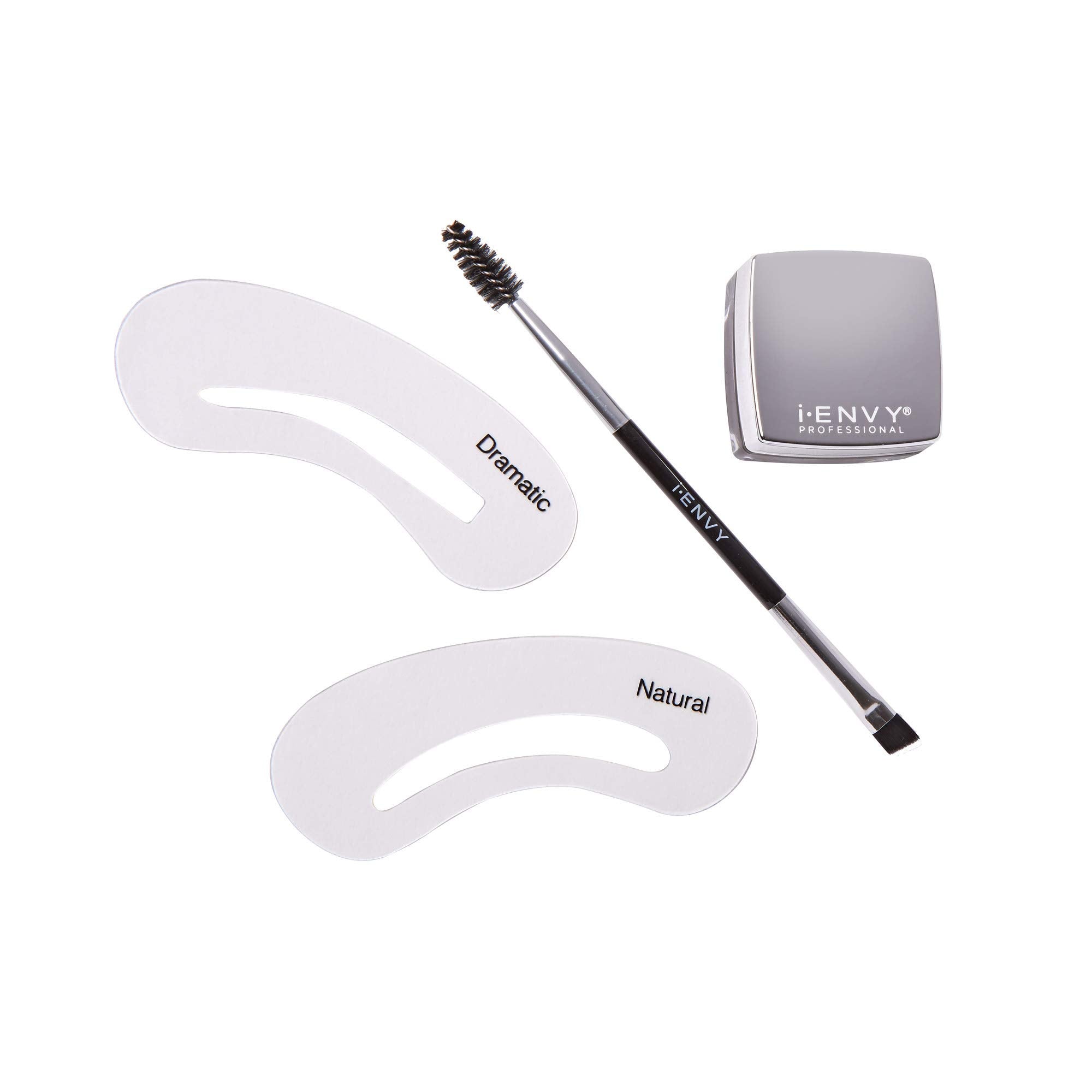Ienvy By Kiss All-In-One Brow Pomade Chocolate Kbpm02 Waterproof Long Lasting Mirror Cap Stencils Included