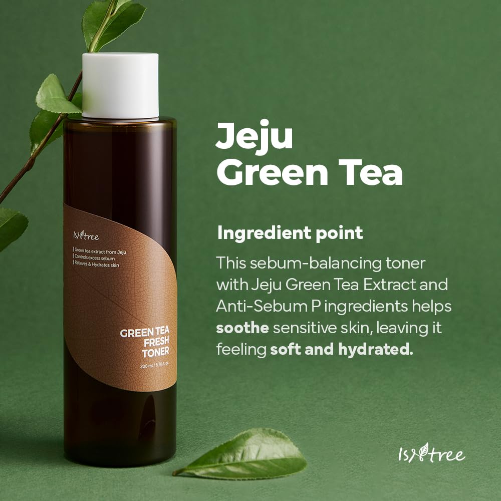 Isntree Green Tea Fresh Toner 200Ml, 6.76 Fl.Oz | Pore & Sebum Care | Ph Balancing | Soothing & Hydrating | For Sensitive, Oily,