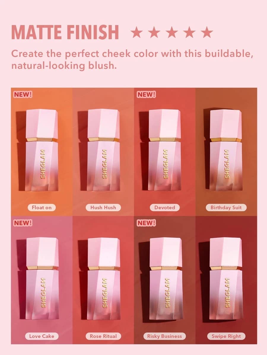 SHEGLAM Color Bloom Liquid Blush Makeup for Cheeks Matte Finish - Birthday Suit