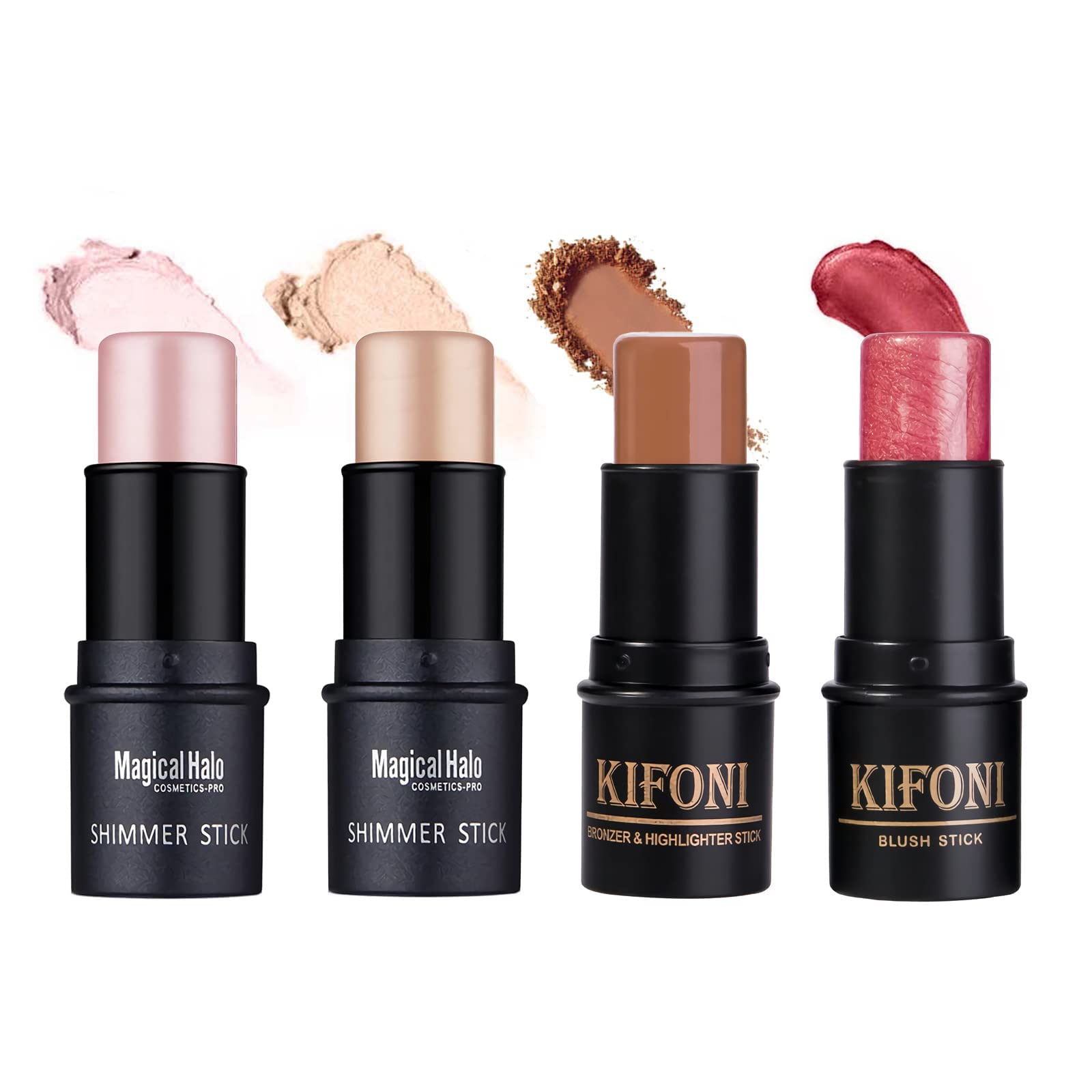 Sumeitang 4Pcs Contour Stick - Highlighter And Cream Blush Stick 4 Colors Kit - Moisturizer, Face Brightens & Shades Pencil, Fac
