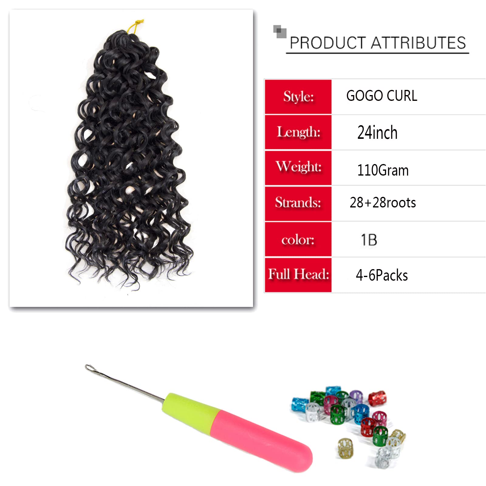 Gogo Curl Crochet Hair 24Inch Water Wave Crochet Hair Natural Black Synthetic Bohemian Crochet Braid Deep Wave Braiding Hair Ext