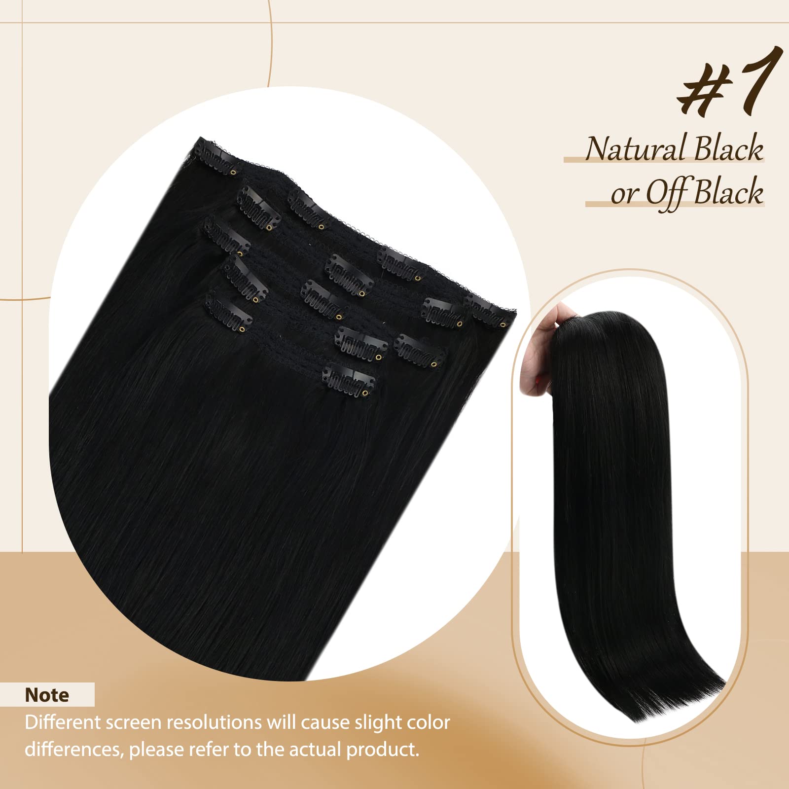 Sunny Long Clip In Hair Extensions Real Human Hair Black Hair Extensions Clip Ins Straight Jet Black Clip On Hair Extensions Hum