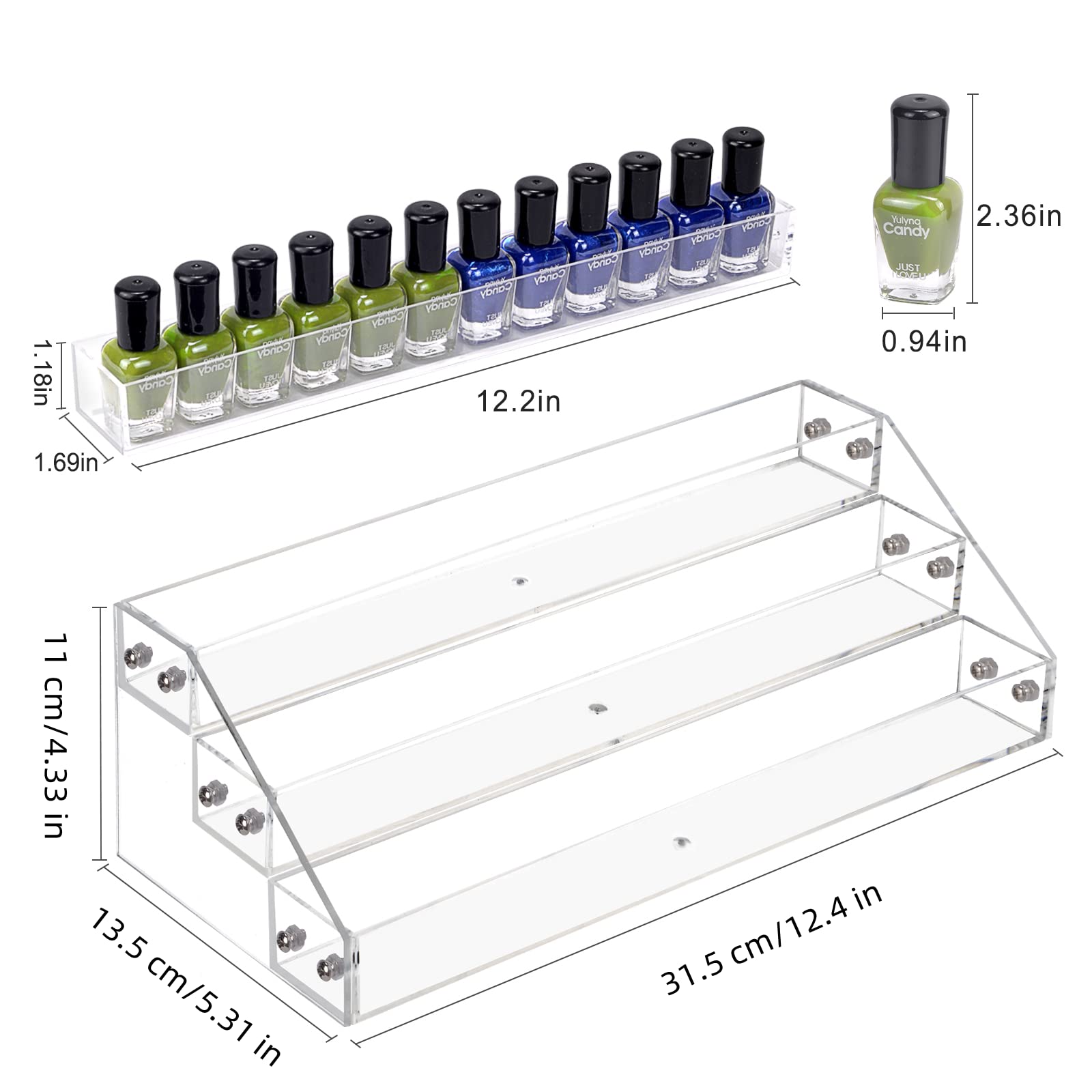 Umirokin Nail Polish Rack 3 Tier Acrylic Display Stand Holder Nail Polish Organizer Essential Oil Storage Paint Shelf Holds Up T