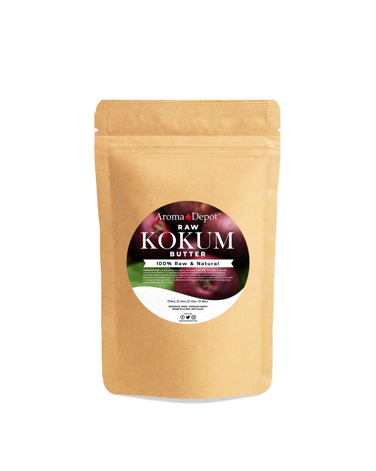 Aroma Depot 32 Oz.Unrefined Raw Kokum Butter. Great For Skin, Body And Hair. 100% Pure I Natural I Cold Pressed I Thickener For