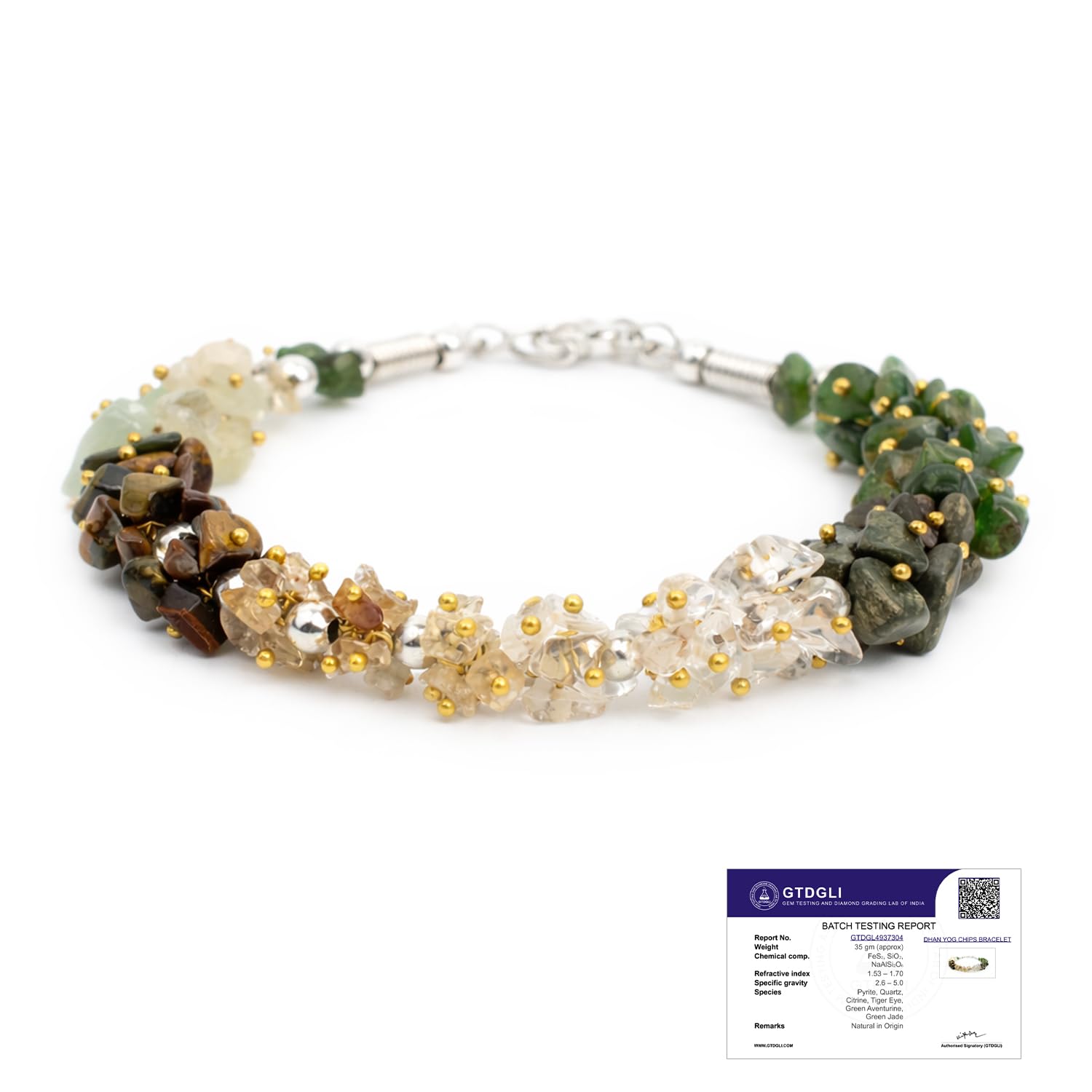 Astrotalk Dhan Yog Chips Bracelet | Pyrite, Jade, Tiger Eye, Citrine, Clear Quartz, Green Aventurine Bracelet for Wealth, Prosperity & Growth | Jewellery for Woman | Gift for Woman