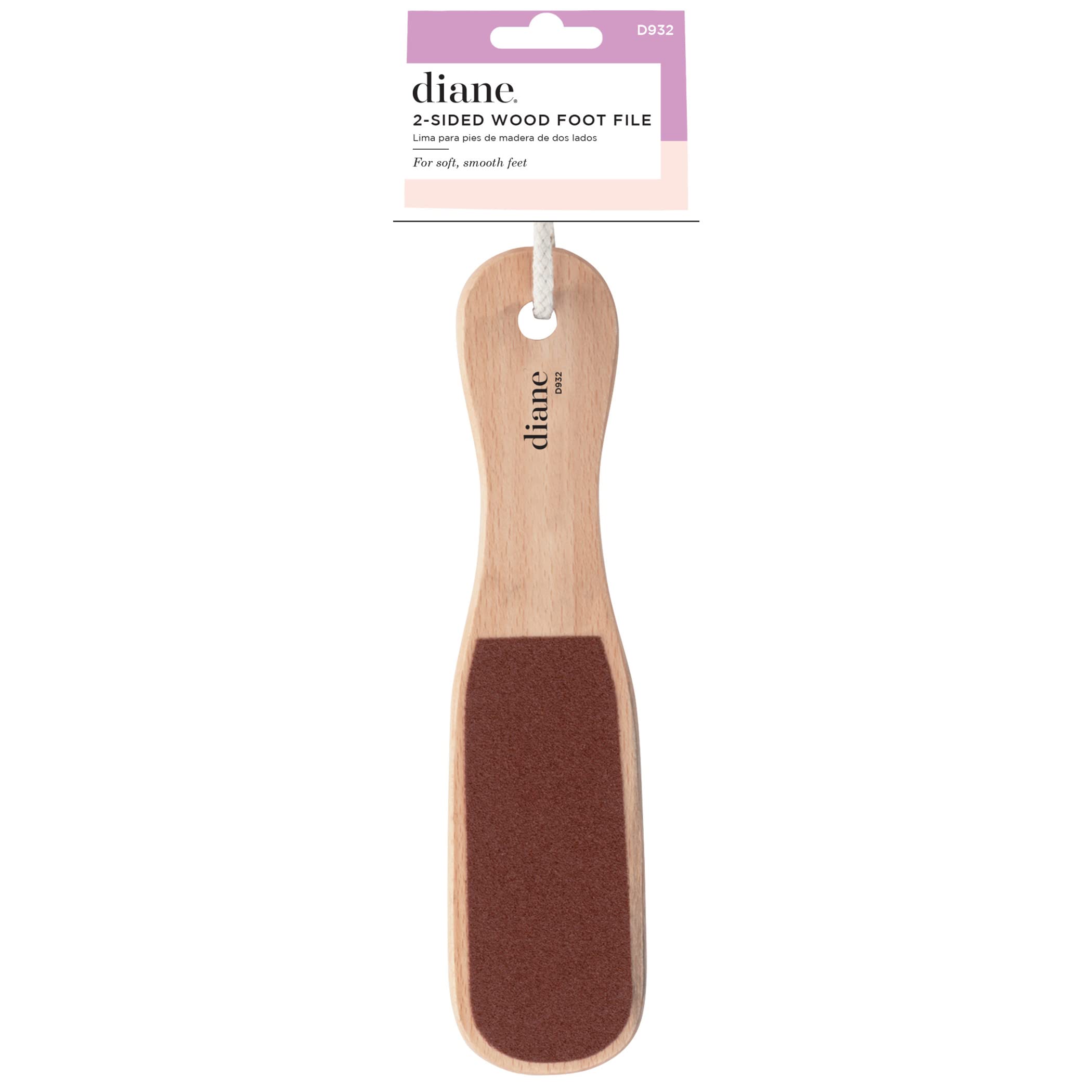 Diane 2-Sided Foot File - Smoother Feet and Callus Remover for Men and Women -Wood Handle - 10    x 2 3/8    - D932