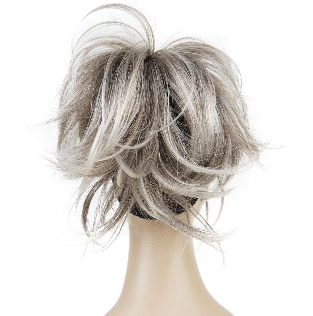 Lydell Adjustable Messy Style Ponytail Hair Extension Synthetic Hair-Piece with Jaw Claw Amzing Shape For You #48T Light Gray wi