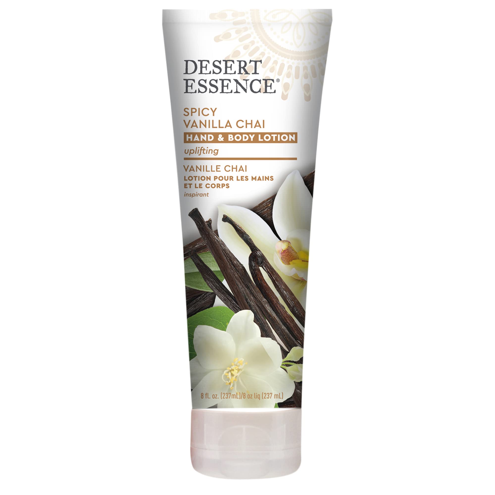 Desert Essence Spicy Vanilla Chai Hand & Body Lotion - 8 Fl Ounce - Uplifting - Smoothes & Softens Skin - No Greasy Residue - Al