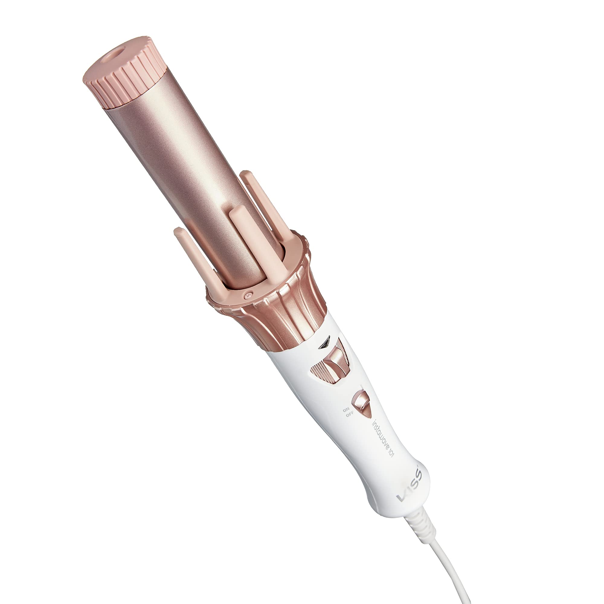 KISS Instawave 101 Automatic Rotating Curling Iron, 1.25 Inch Pearl Ceramic Tourmaline Barrel Heats Up to 400, 2 Directional Spi
