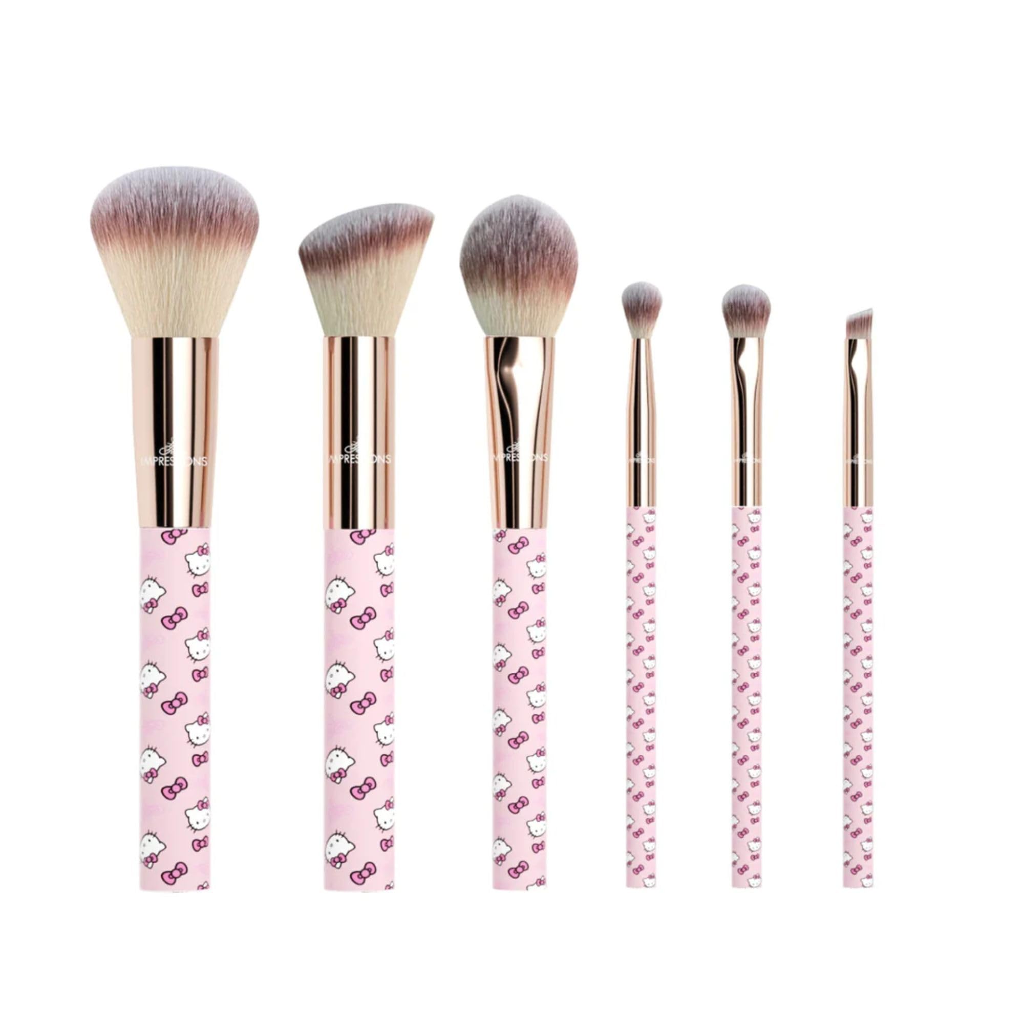 Impressions Vanity Hello Kitty Supercute Signature 6 PCs Makeup Brush Set, Super Cute Soft Makeup Brushes for Foundation, Face P