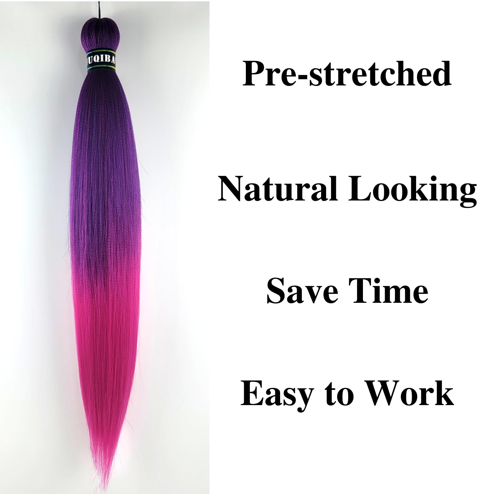 Purple Braiding Hair Pre stretched Ombre Hot Pink Kanekalon Prestretched Braiding Hair Ez Braid Knotless Colored Hair Extensions