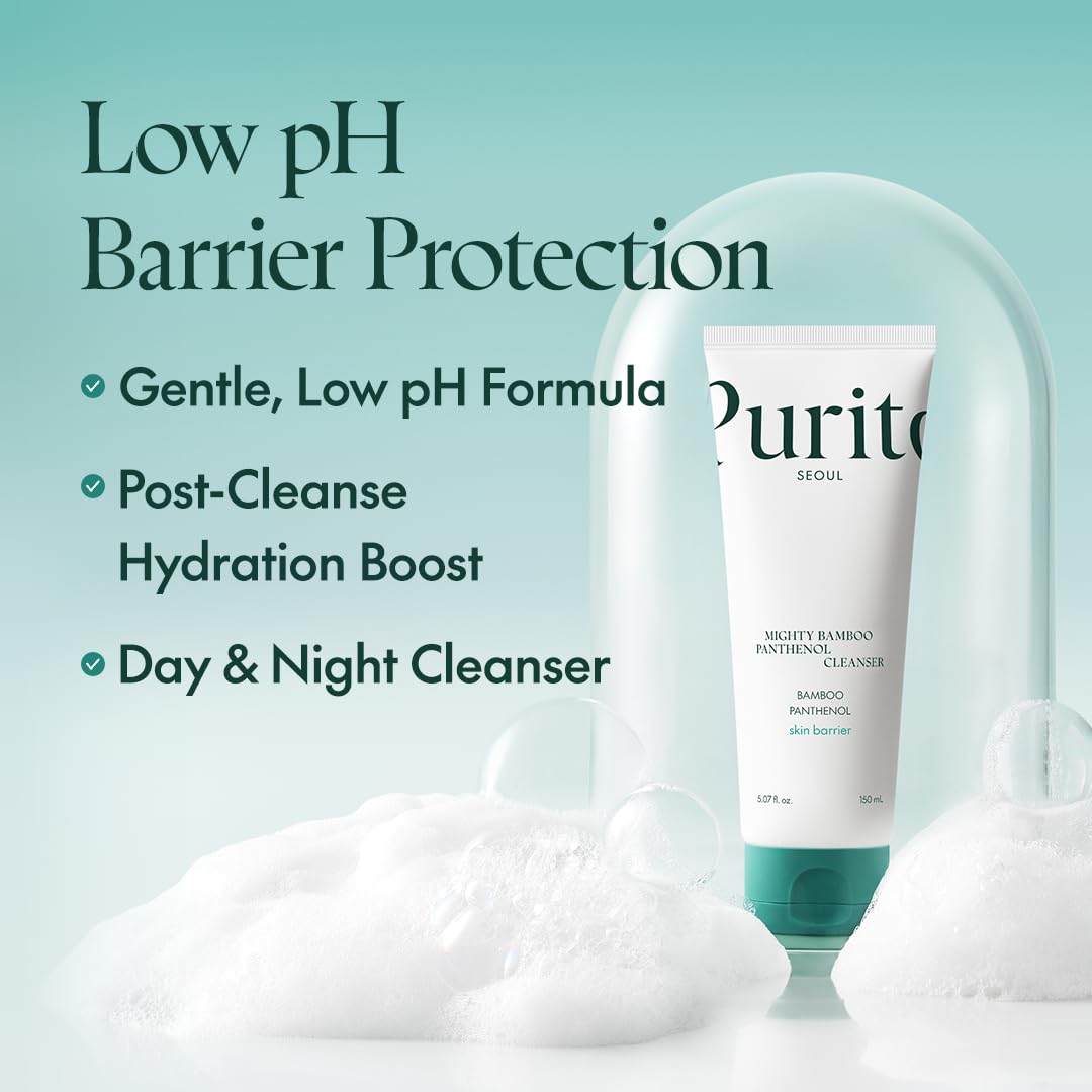 Purito Mighty Bamboo Panthenol Cleanser, Gentle Face Wash For Moisturizing, For Sensitive Skin, Vegan & Cruelty-Free Face Cleans