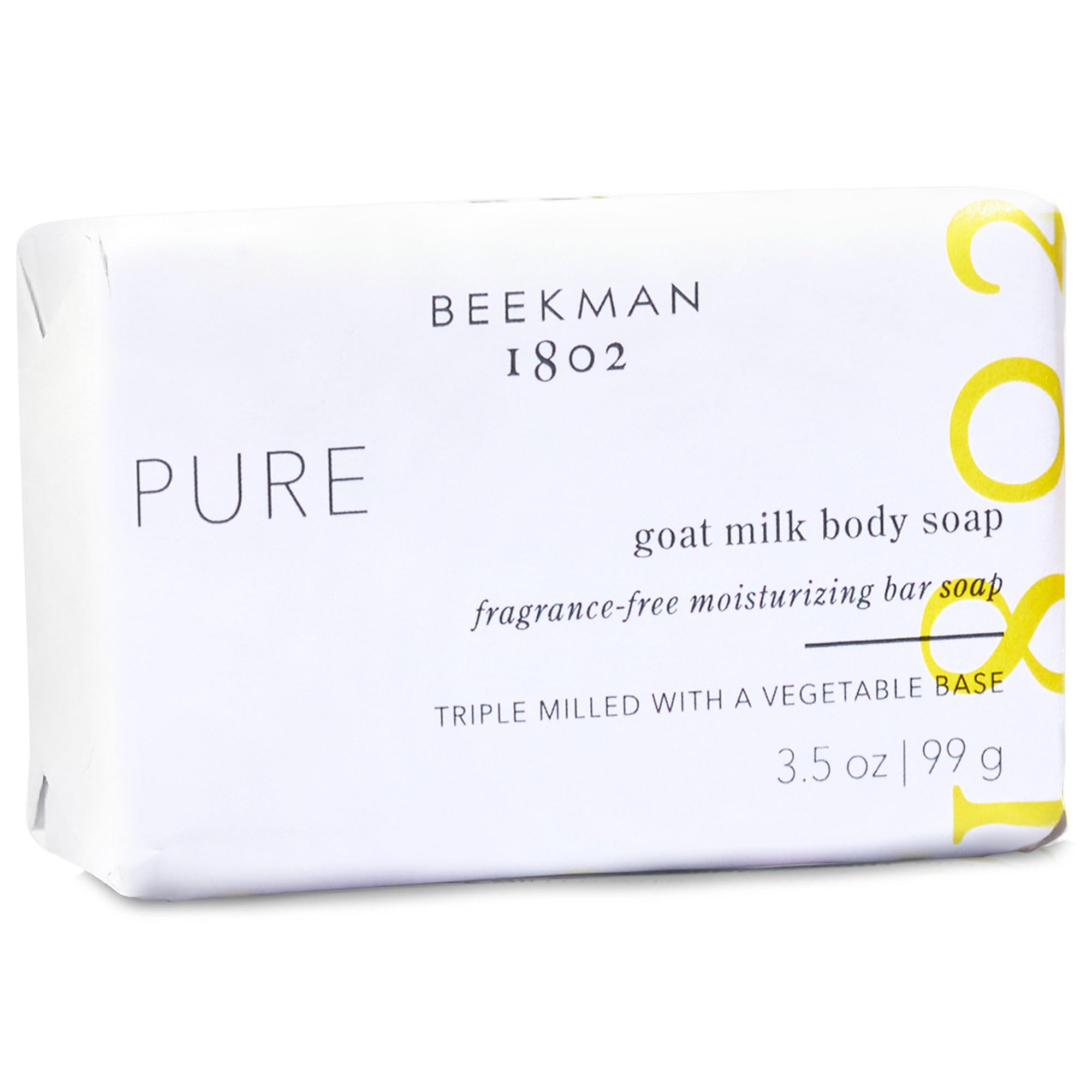 Beekman 1802 Pure Palm-Sized Bar Soap - Fragrance Free - 3.5 oz - Cleanses, Nourishes & Hydrates - Microbiome Friendly - No Irri