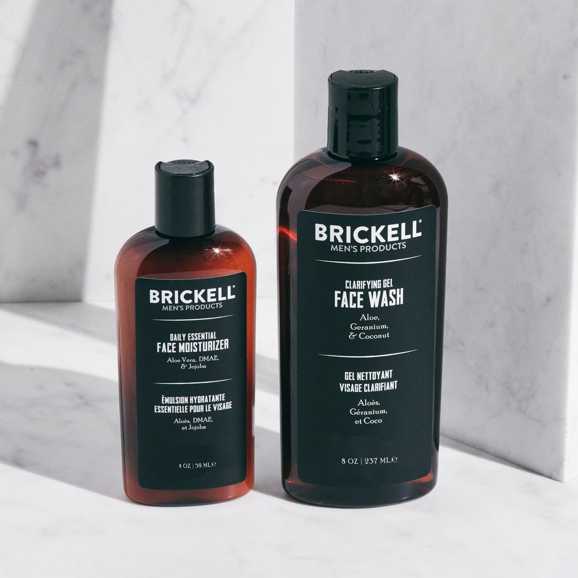 Brickell Men's Daily Essential Face Care Routine I, Gel Facial Cleanser Wash and Face Moisturizer Lotion, Men's Skincare Gift Se