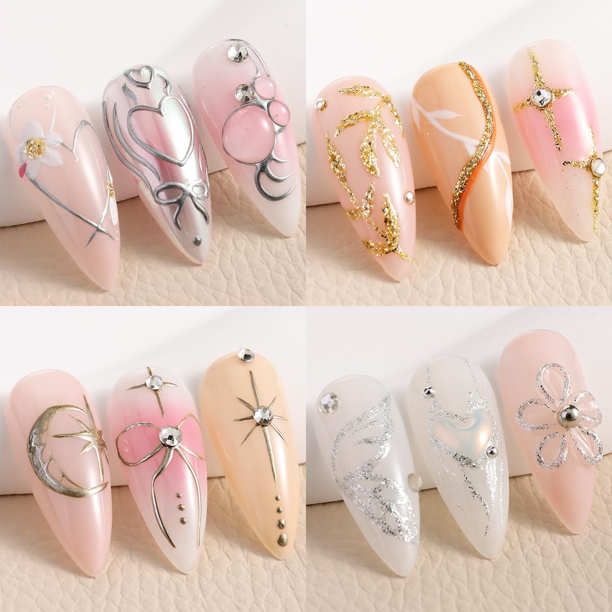 Fcozpjk Gold And Silver Gel Nail Polish 4PCS Metallic Liner Nail Art Polish Mirror Chrome Effect Metal Paint French Tips Wave Fl