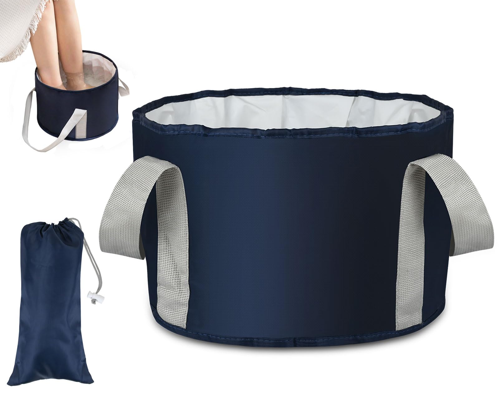 YCConcept Foot Soaking Tub Collapsible Bucket with Handle 4.7 Gallon/18 L Portable Wash Bag for Fishing, Traveling, and Camping 