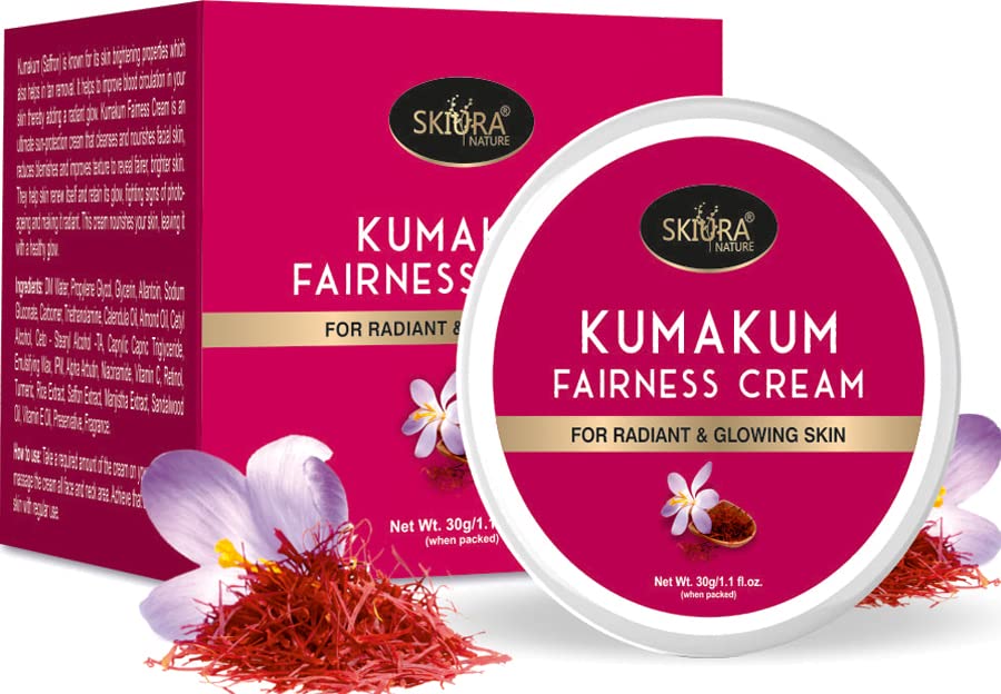 Skiura Saffron Cream Enriched With Vitamin C & E & Retinol For Radiant Glowing Skin, Helps Reduce Wrinkles & Fine Lines (30 Gm)