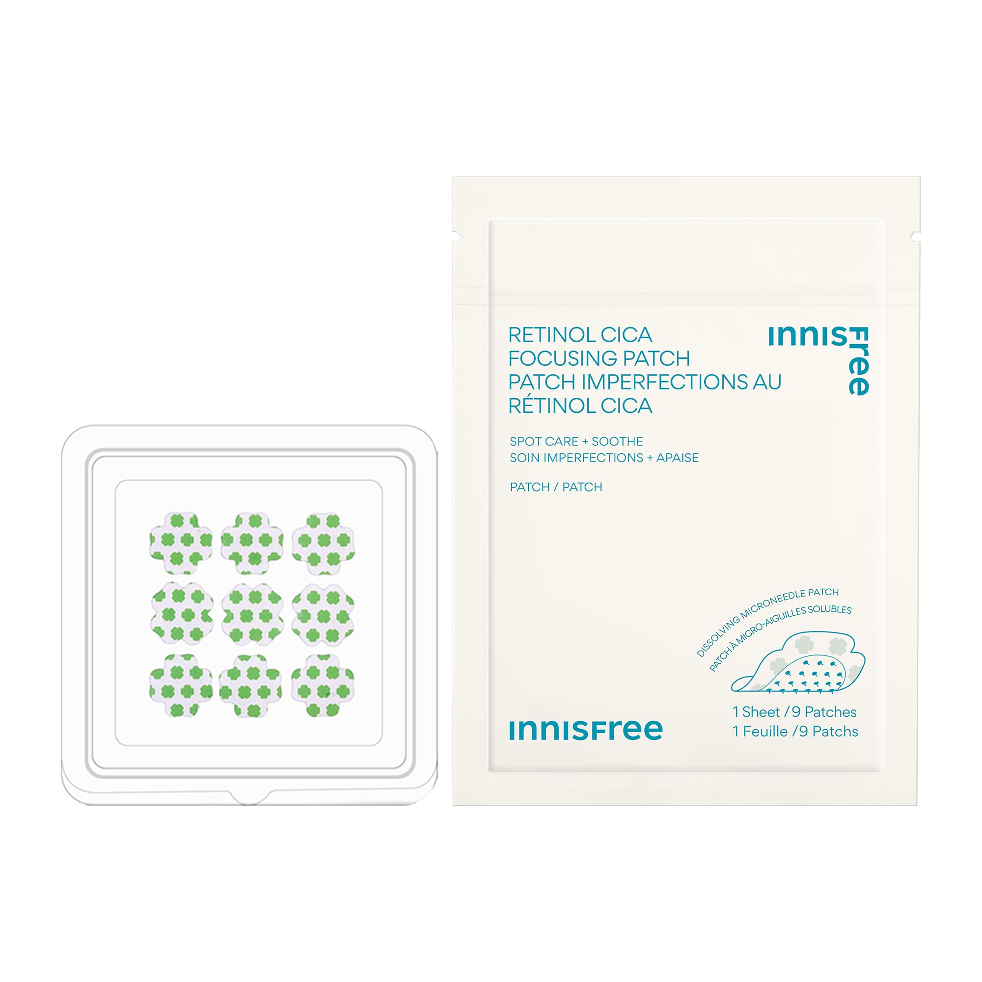 Innisfree Retinol Cica Focusing Patch, Korean Hydrocolloid Patches With Salicylic Acid And Hyaluronic Acid For Spots