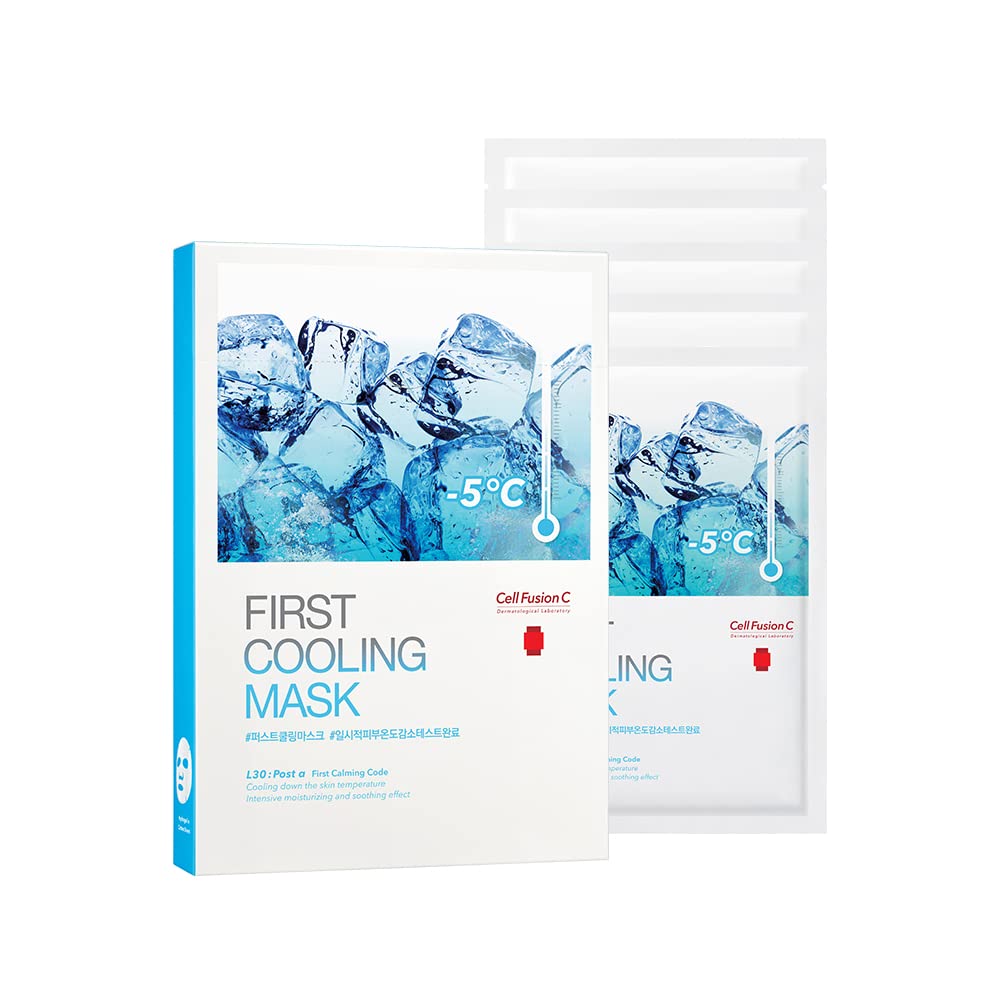 Cell Fusion C Post Alpha First Cooling Sheet Mask 5Ea, Instant Cooling Sensation With Glacial Water & Panthenol, Hydrating And P